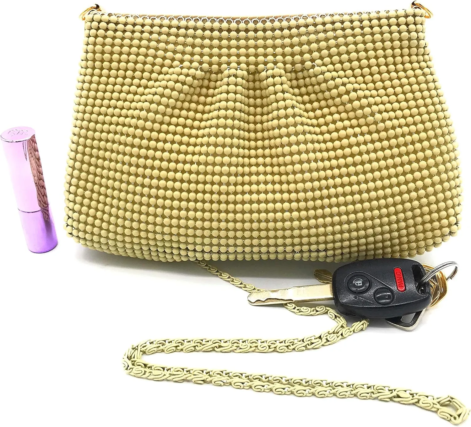 Women's Evening Clutches Metal Beaded Mesh Party Purse Bag