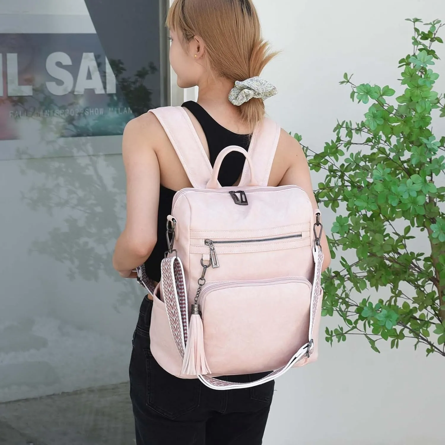 Women's Fashion Casual Shoulder Bag Letter Purse Mobile Phone Messenger Bags Outdoor Travel Slim Laptop Backpack