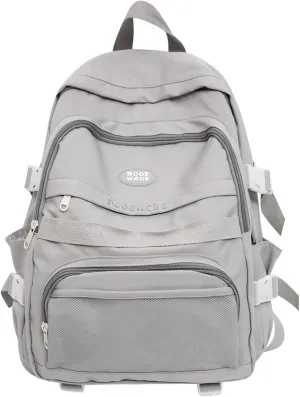 Women's Function Casual Backpack Retro Large Capacity Solid Soft Fashion Backpacks Multipurpose Design Backpack(Grey)