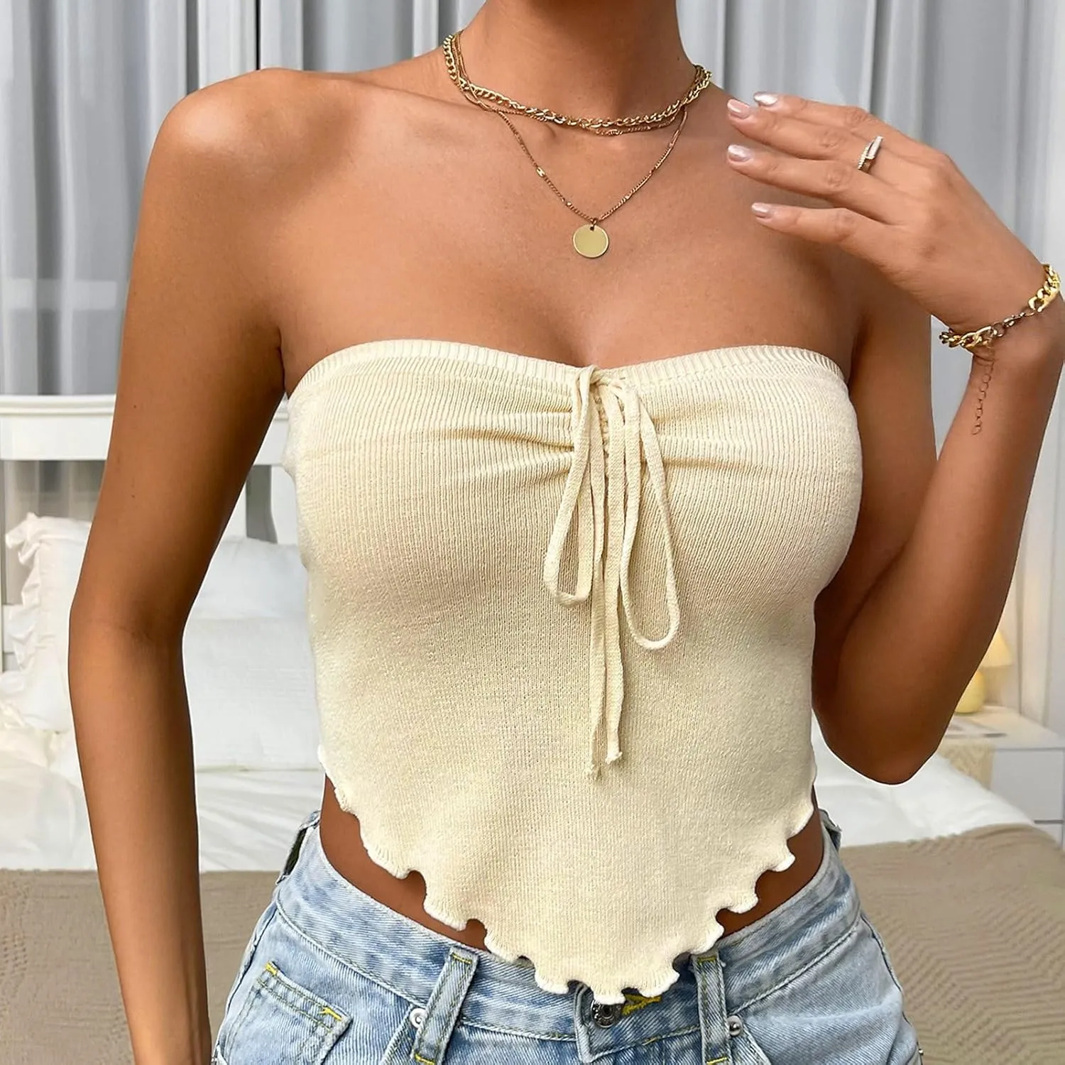 Women's Going Out Tube Tops Strapless Camisole Club Tube Top Summer Sexy Off Shoulder Outfits Fashion Tank Y2K