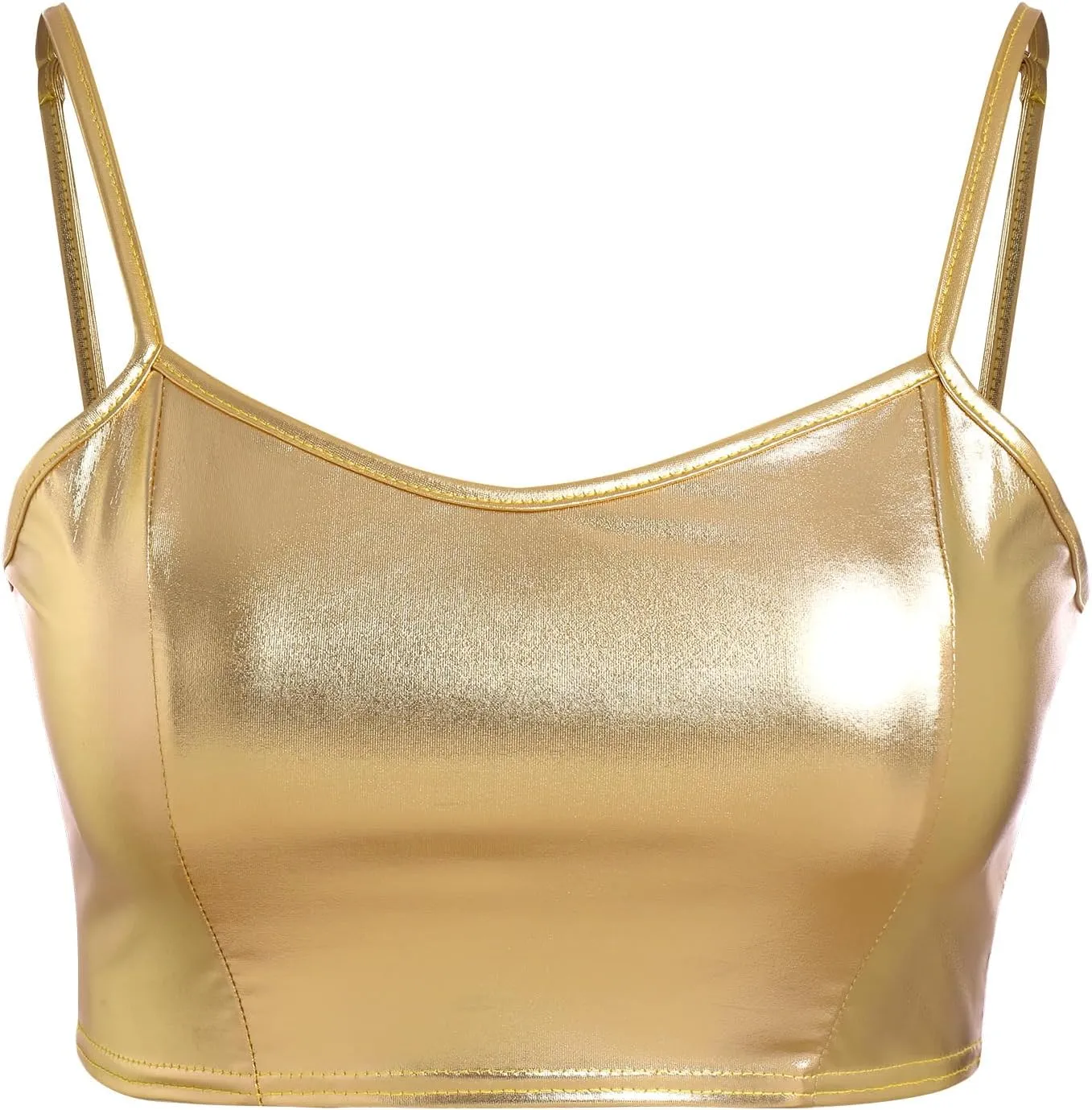 Womens Holographic Metallic Shiny Off Shoulder Crop Top Bustier Tube Top Blouse Rave Causal Strapless Basic Sexy Vest