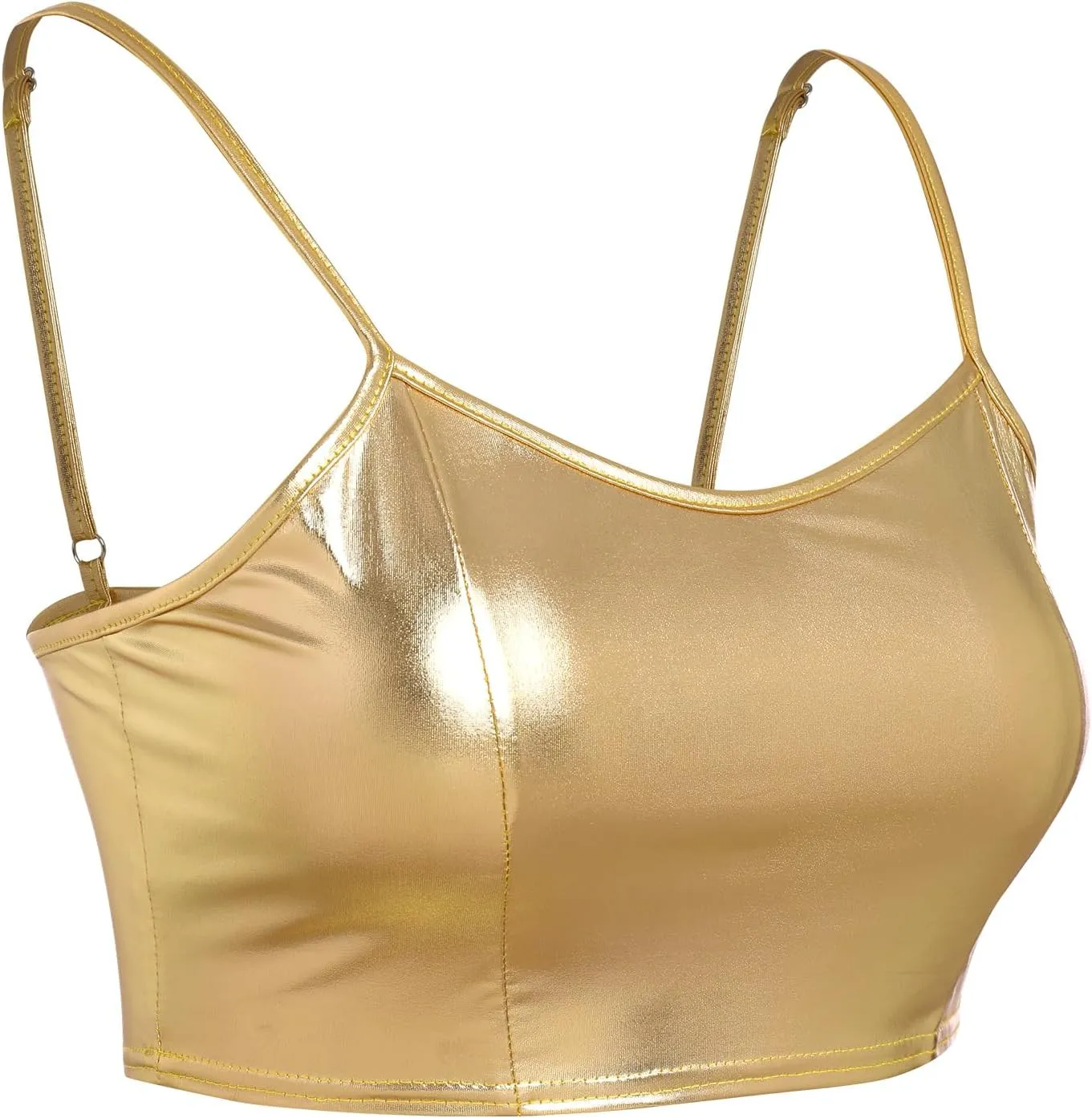 Womens Holographic Metallic Shiny Off Shoulder Crop Top Bustier Tube Top Blouse Rave Causal Strapless Basic Sexy Vest