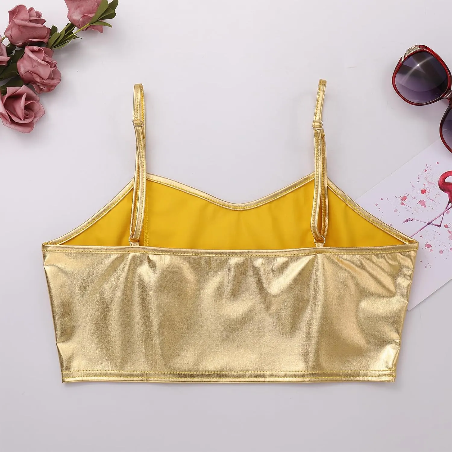 Womens Holographic Metallic Shiny Off Shoulder Crop Top Bustier Tube Top Blouse Rave Causal Strapless Basic Sexy Vest