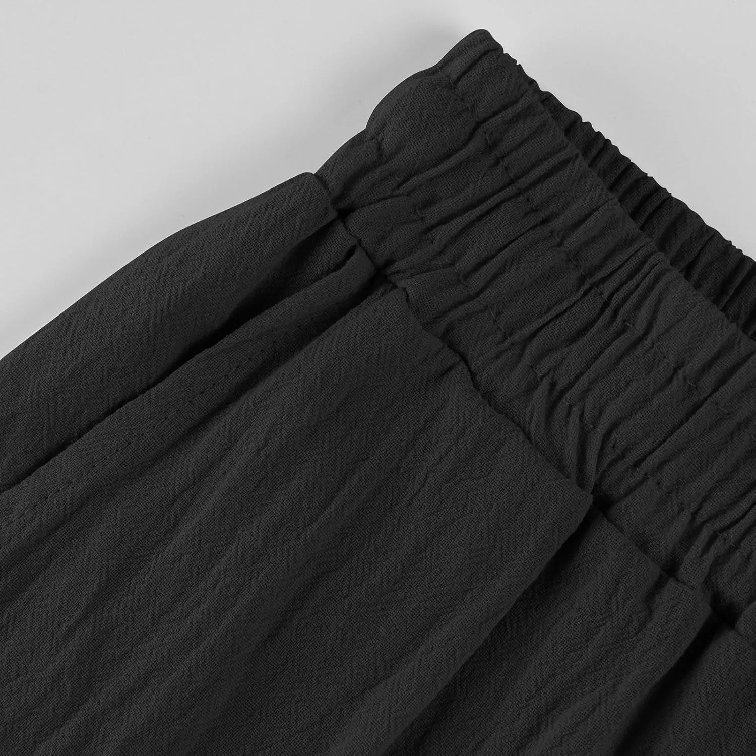 Womens Linen Cropped Pants High Waisted Summer Beach Pants Elastic Waist Tapered Pants Casual Ankle Length Trousers