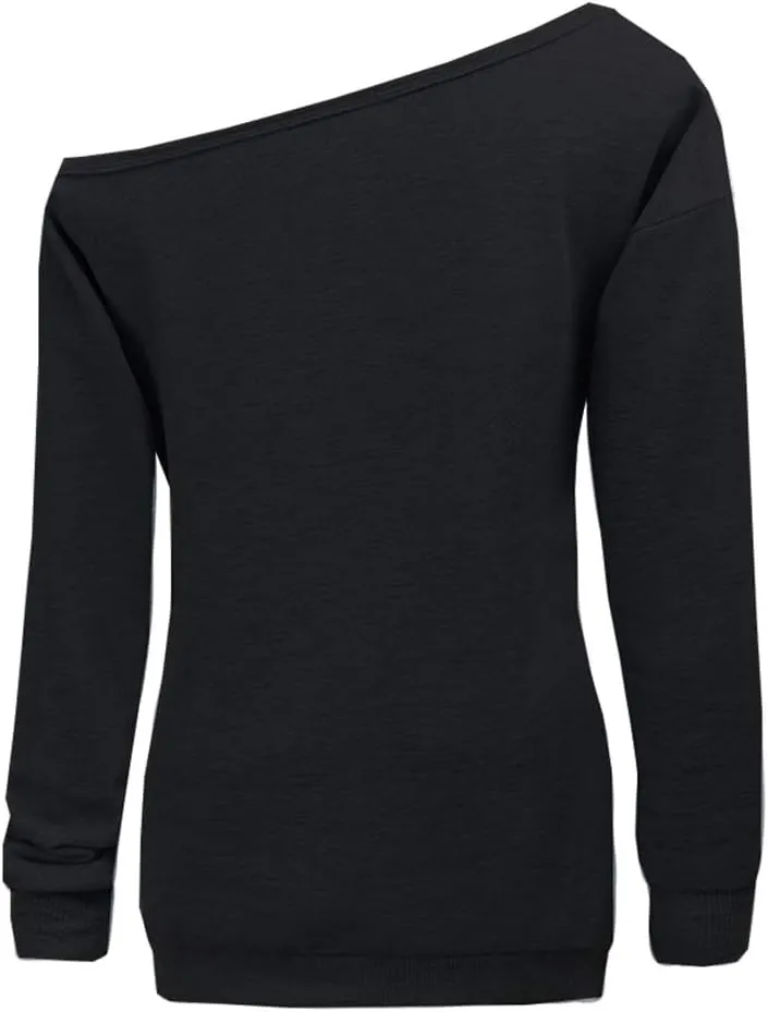 Women's Off Shoulder Casual Sweatshirt Pullover Long Sleeve Slouchy Shirt Top Blouse