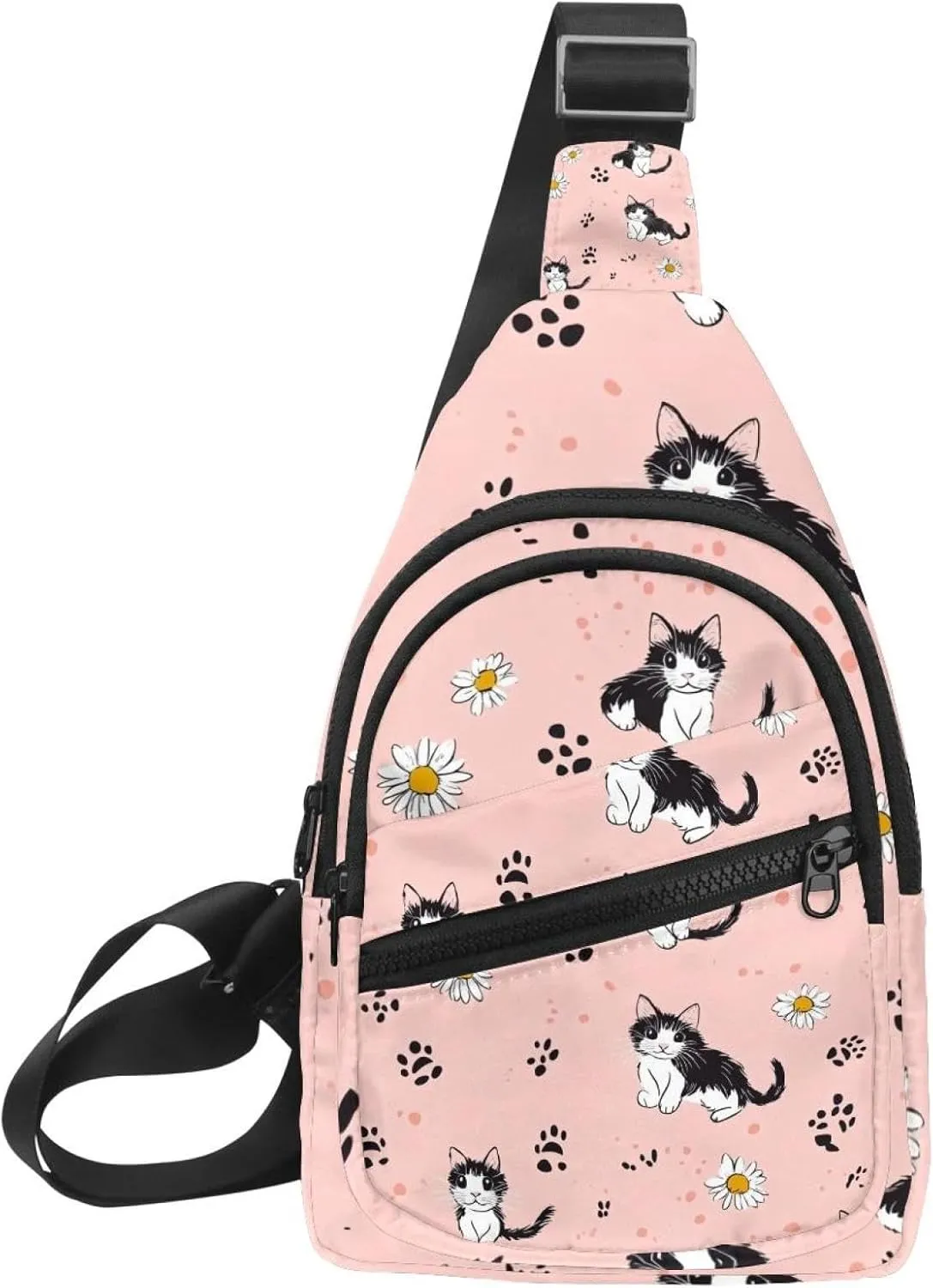 Women's Sling Backpack, foot prints and daisy flower (3)