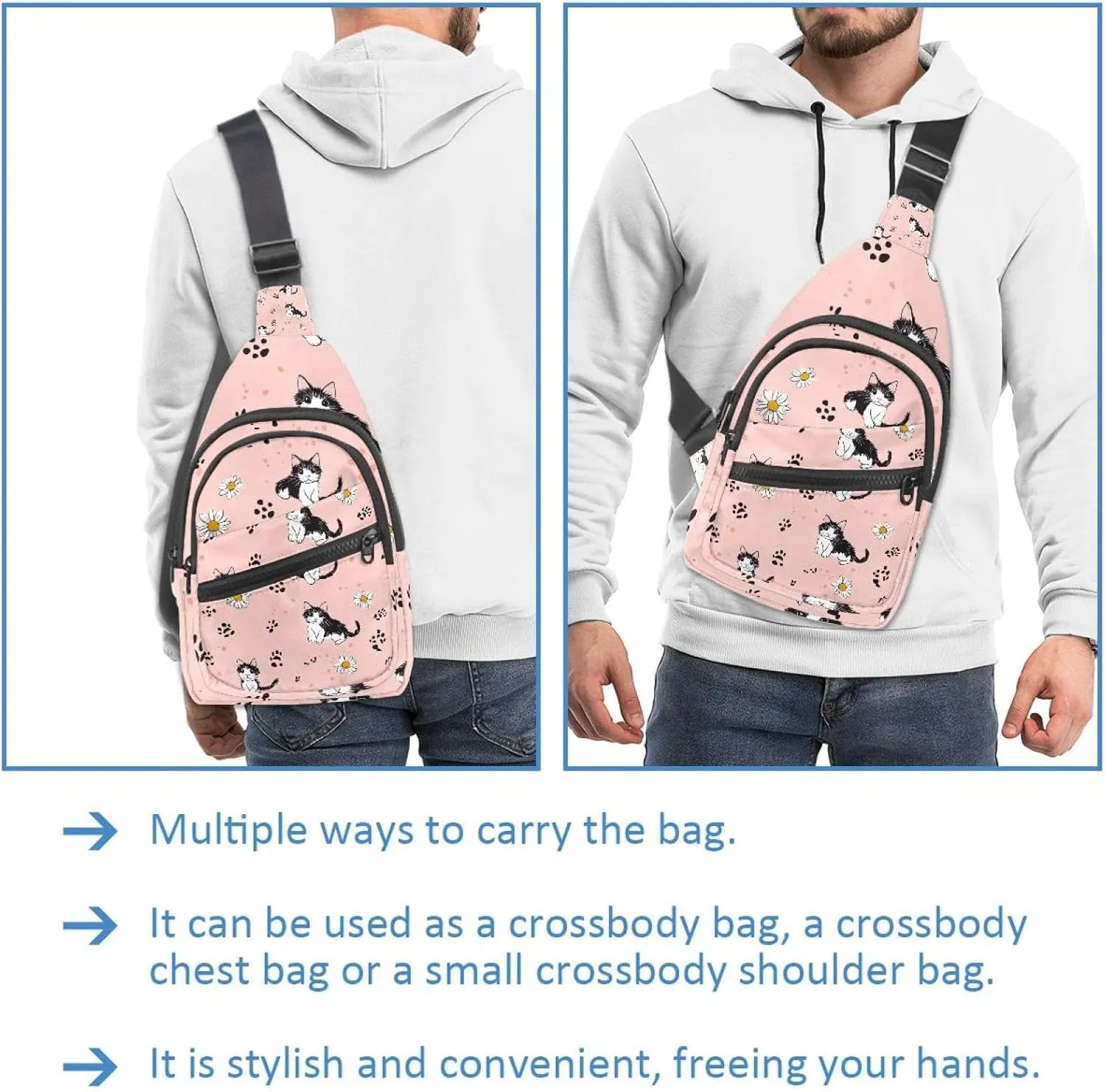 Women's Sling Backpack, foot prints and daisy flower (3)