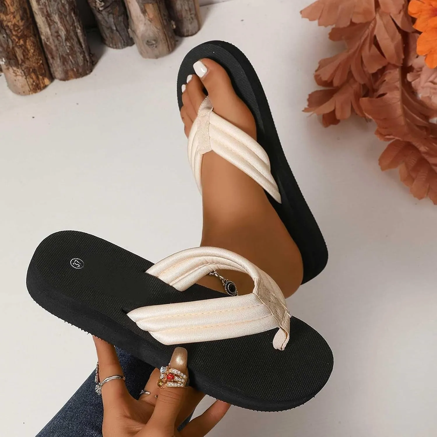 Womens Slippers Fashion Summer Flip Flops Casual Rhinestone Bow Sandals Soft Sole Dressy Sandals