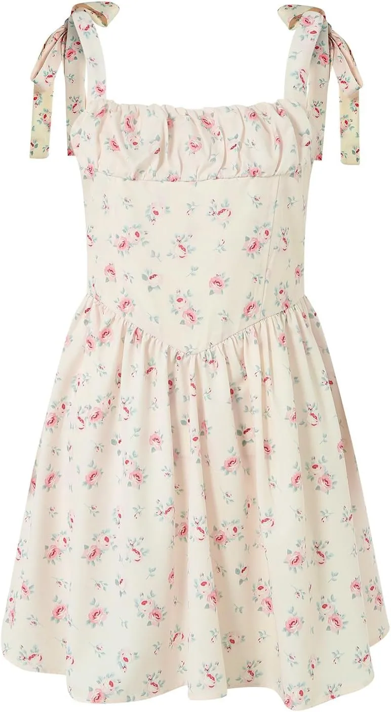 Women's Summer Casual Square Neck Dress Sleeveless High Waist A-line Midi Dresses