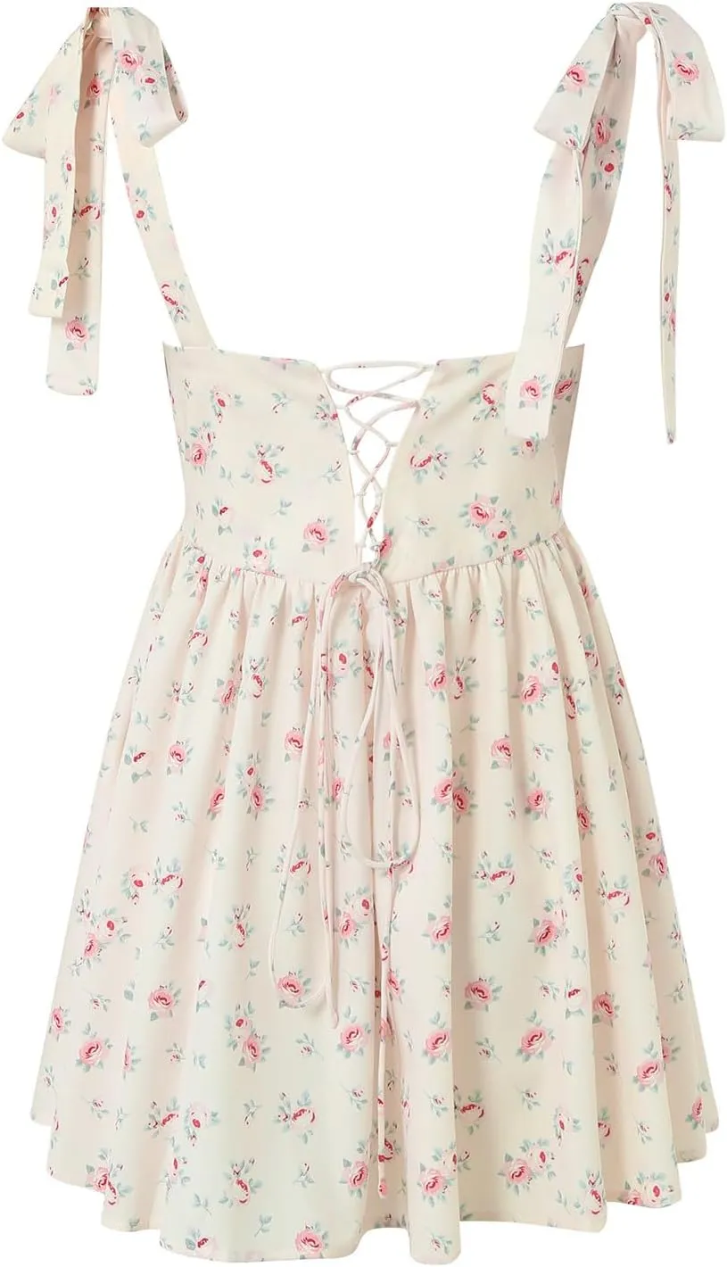 Women's Summer Casual Square Neck Dress Sleeveless High Waist A-line Midi Dresses