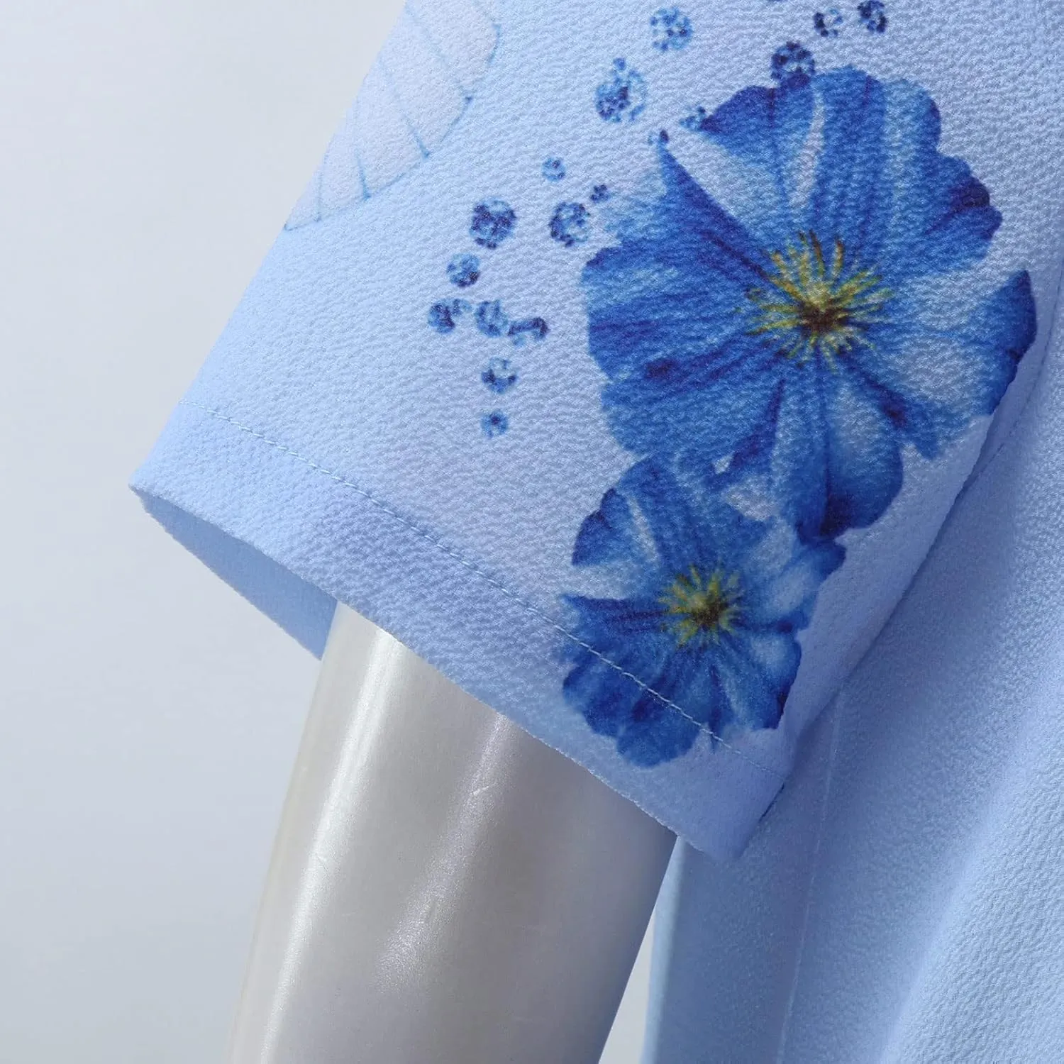 Women's Summer Short Sleeve A-Line Midi Dresses Casual Floral V Neck Button T-Shirt Dress Flowy Beach Sundress for Women