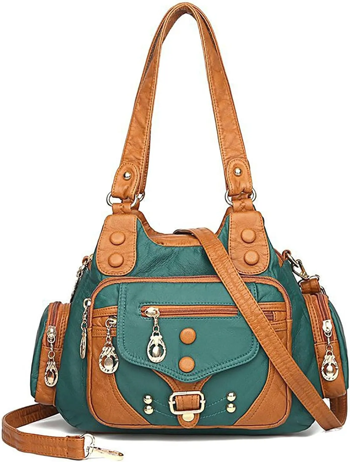 Womens Tote Bag Fashion Handbags Purse Satchel Shoulder Bags Leather Bag For Ladies Shoulder Tote Bag (Green, One Size)
