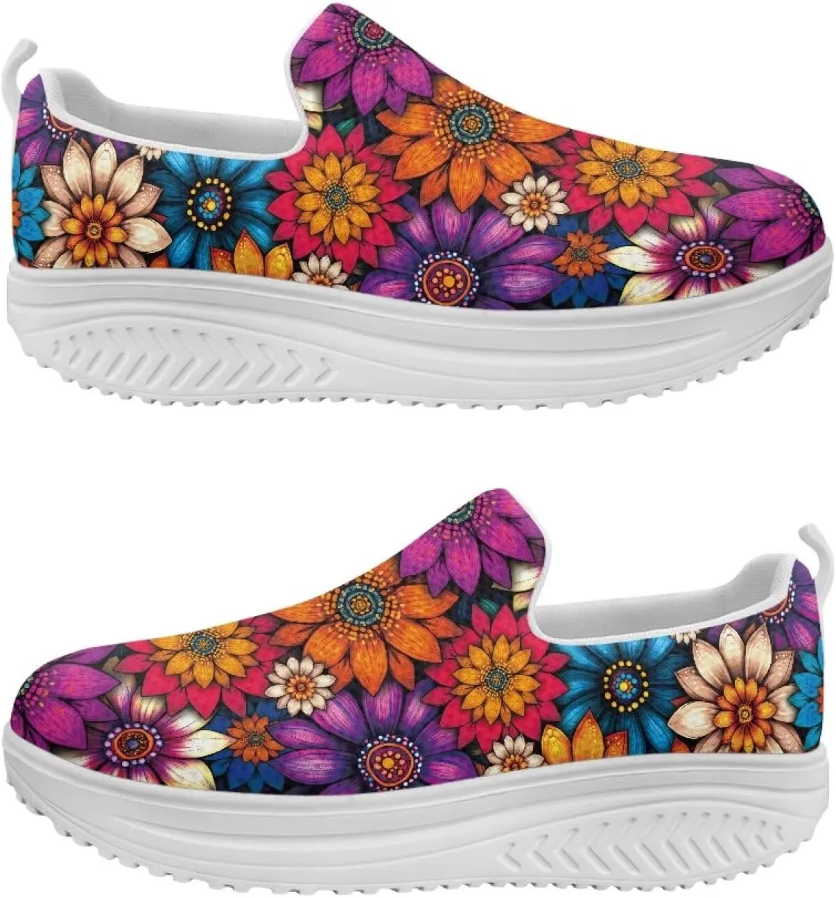 Womens Walking Shoes Breathable Mesh Platform Nursing Sneakers Casual Cozy Slip-Ons High Top Shoe Size 6-11 White Sole