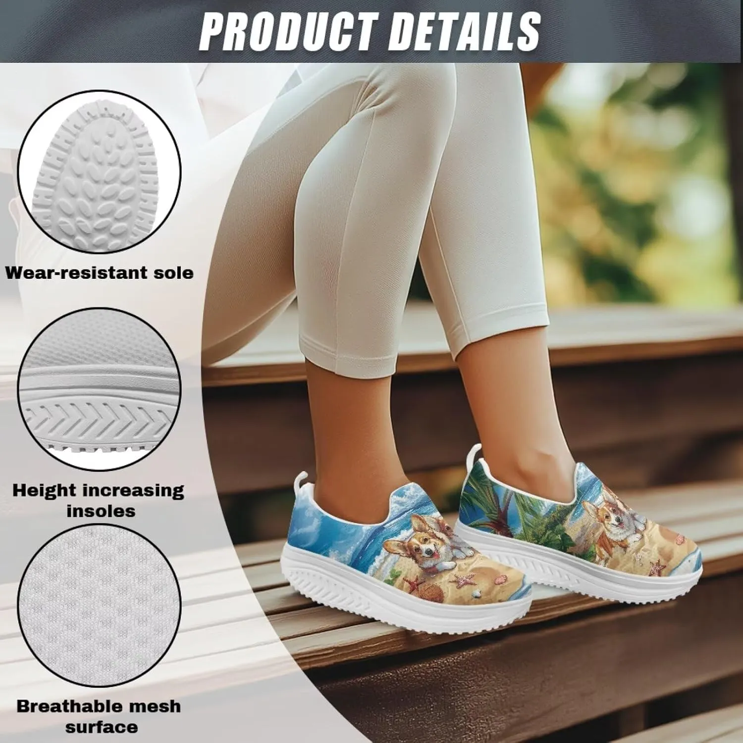 Womens Walking Shoes Breathable Mesh Platform Nursing Sneakers Casual Cozy Slip-Ons High Top Shoe Size 6-11 White Sole