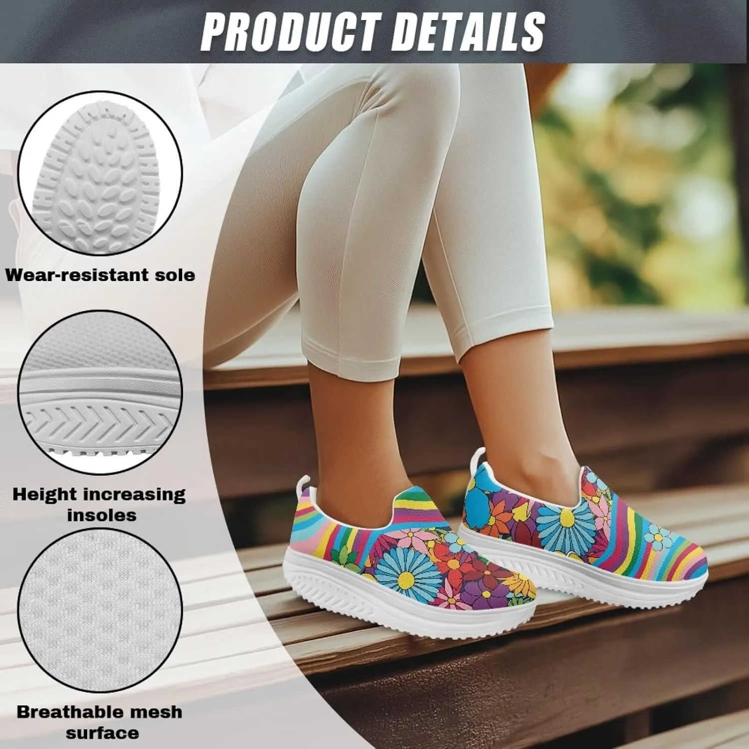 Womens Walking Shoes Breathable Mesh Platform Nursing Sneakers Casual Cozy Slip-Ons High Top Shoe Size 6-11 White Sole