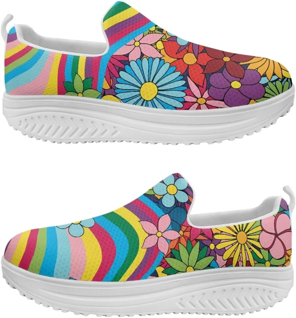Womens Walking Shoes Breathable Mesh Platform Nursing Sneakers Casual Cozy Slip-Ons High Top Shoe Size 6-11 White Sole