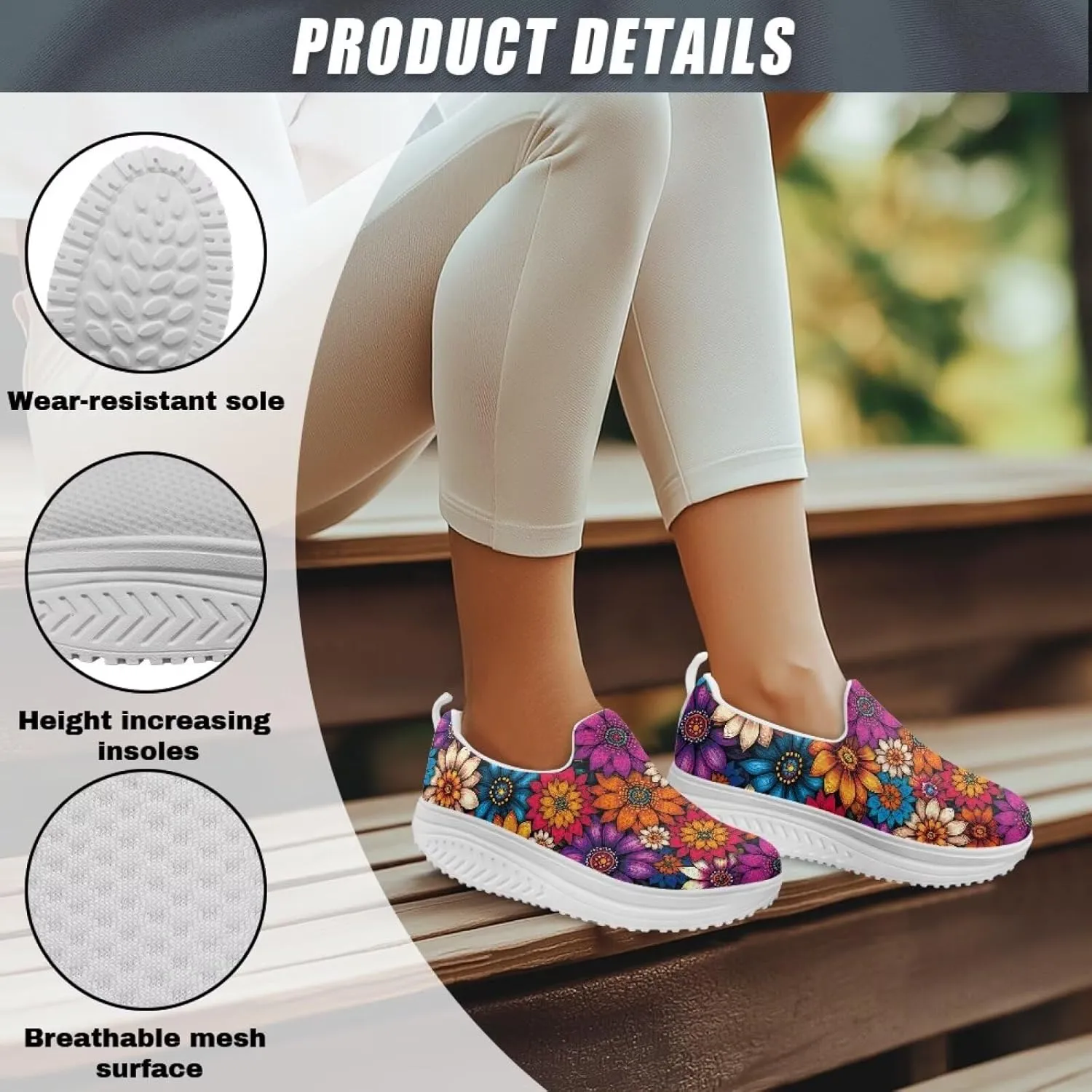 Womens Walking Shoes Breathable Mesh Platform Nursing Sneakers Casual Cozy Slip-Ons High Top Shoe Size 6-11 White Sole