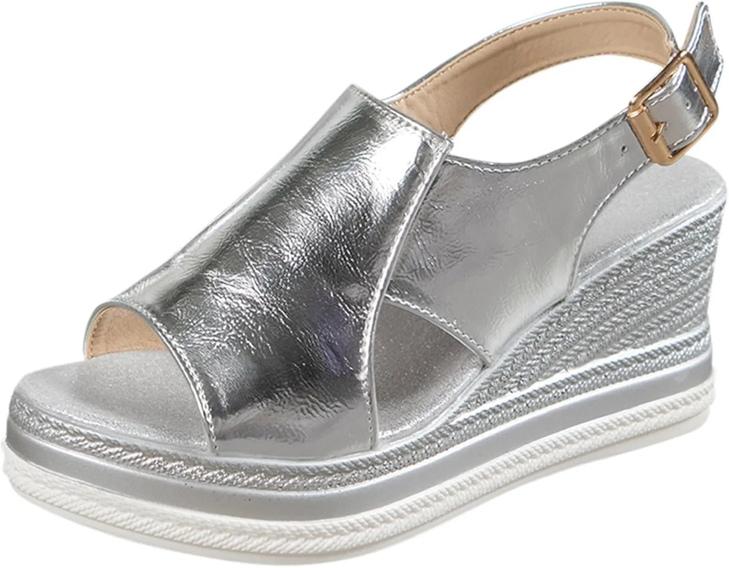 Womens Wedge Espadrille Sandals Wide Width Open Toe Shoes Comfortable Slingback Heels Dressy 2025 Summer Casual Platform Wedges Footwear Beach Walking Shoe with Adjustable Ankle Strap
