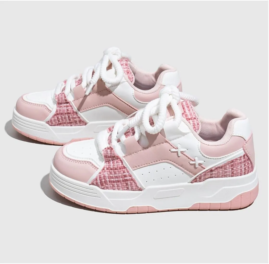 Y2K Retro Platform Sneakers for Women Low Top Lace Up Casual Skate Shoes Thick Sole Flat Athletic Trainers for Autumn Walking Daily Streetwear