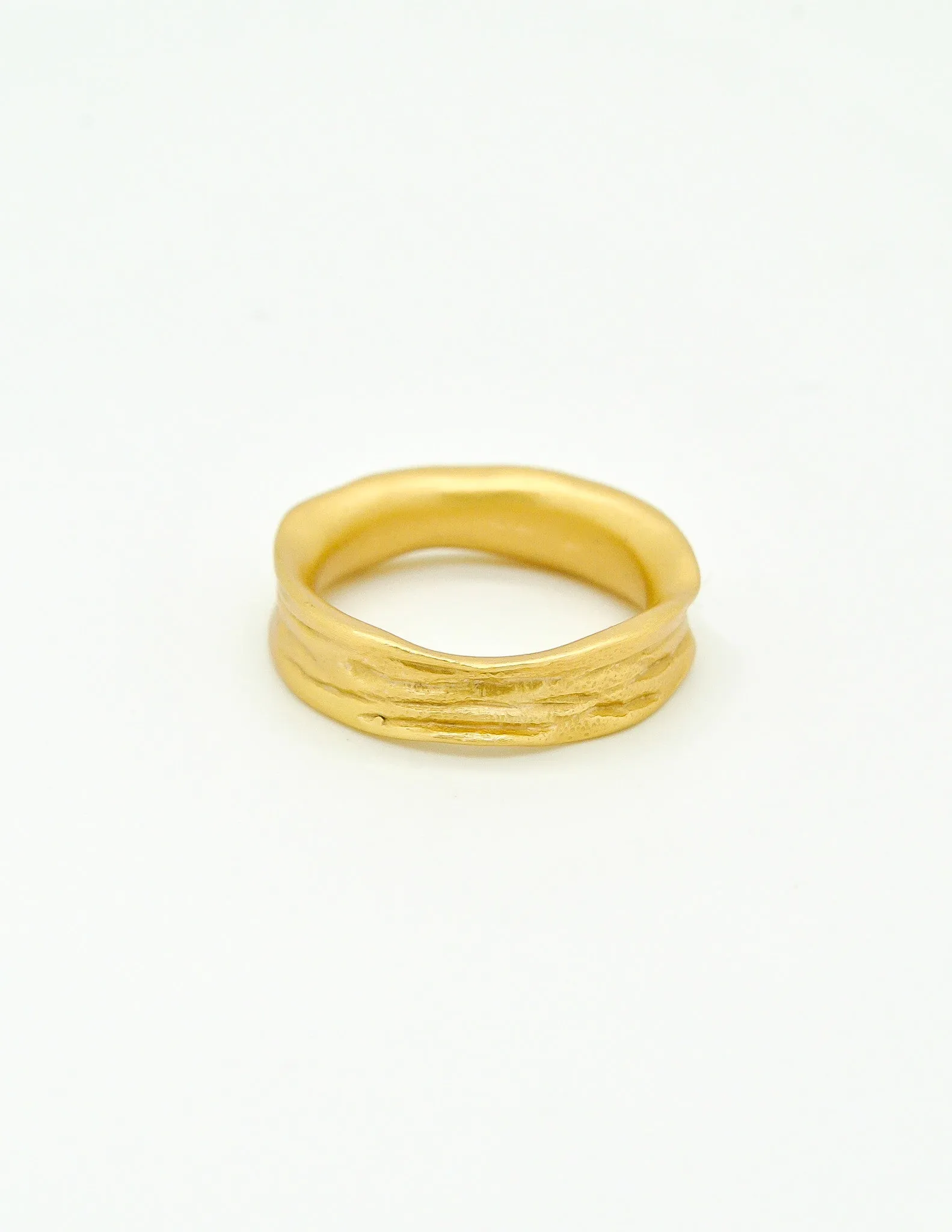 YSL Vintage Gold Carved Artisan Ring