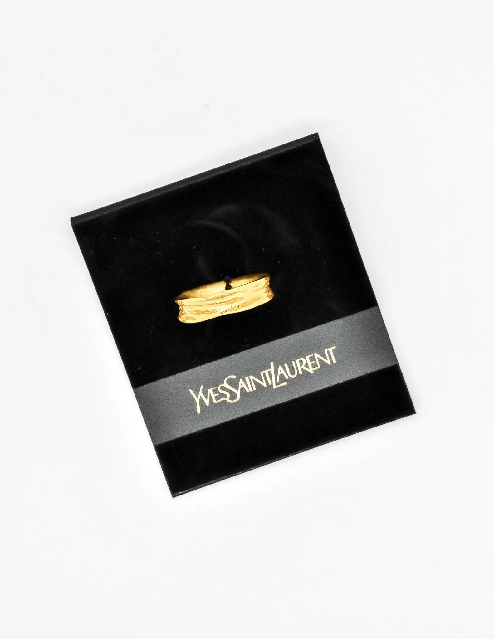 YSL Vintage Gold Carved Artisan Ring